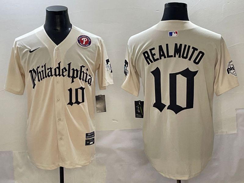 Men 2025 Philadelphia Phillies #10 Realmuto Cream Five generations Joint Name Nike MLB Jersey style 5->philadelphia phillies->MLB Jersey